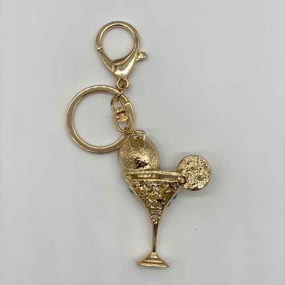 Martini Glass Rhinestone Bag Charm & Key Chain - Picture 6 of 7